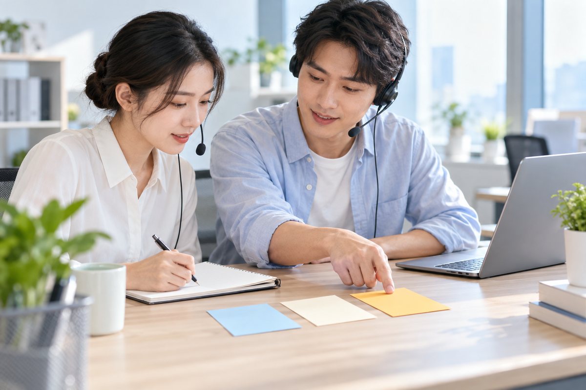 两位客服同事把已验证结果、剩余问题和下一次核对分别记录，避免混成一个完成状态