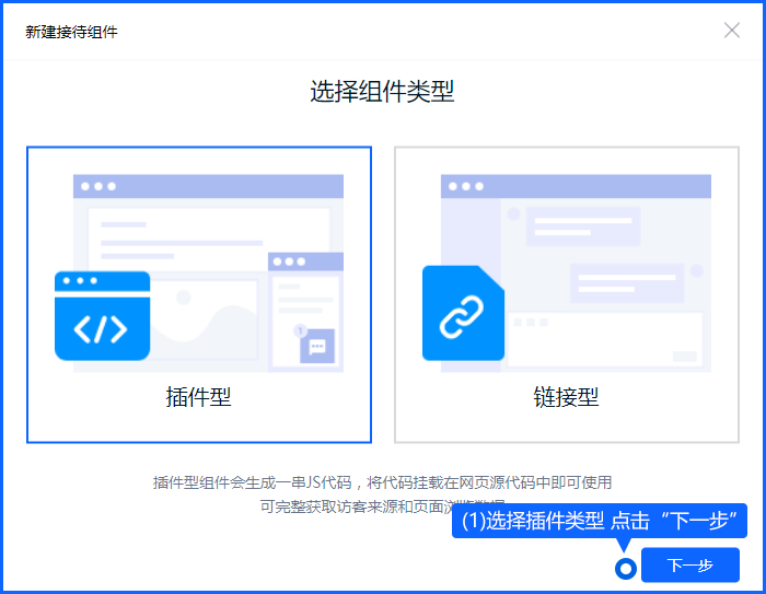 网站通过接待组件提供聊天入口。先创建适合页面的组件，再把代码放到指定位置，保存后检查桌面和手机端的显示与消息接收。